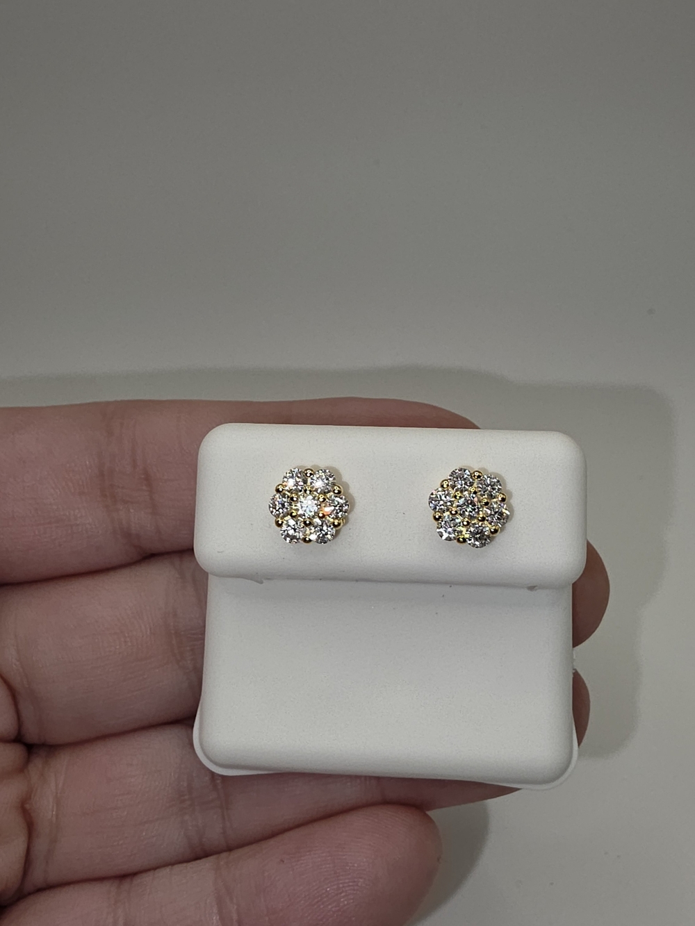 Elegant Gold Over S925 Cluster Moissanite Stud Screwback Earrings
